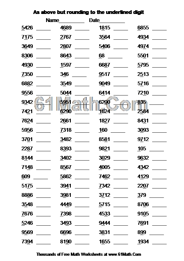 As above but rounding to the underlined digit | Create Your Own Math