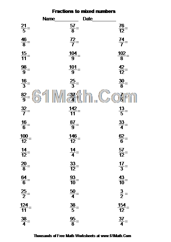 Fractions to mixed numbers