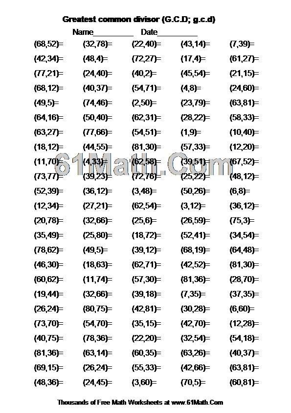 Greatest common divisor (G.C.D; g.c.d)