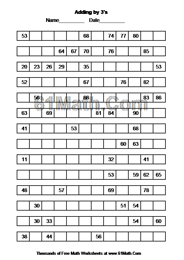 Adding By 3 s Create Your Own Math Worksheets